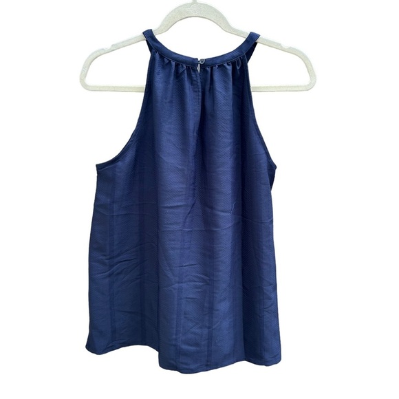 LOFT NAVY BLUE HIGH NECK FRINGE SLEEVELESS TOP - Picture 2 of 4